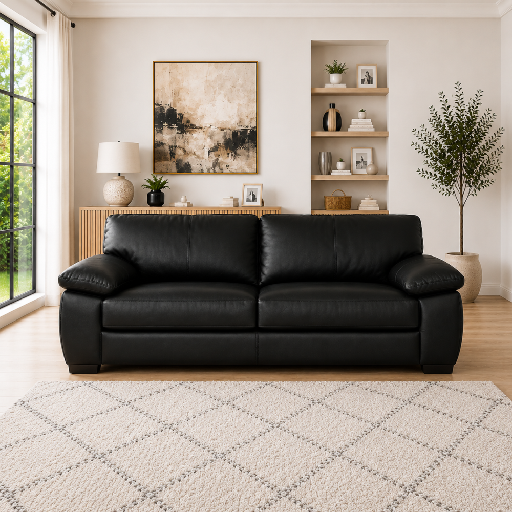 Alternative view of Amalfi Leather 3+2 Sofa in Black
