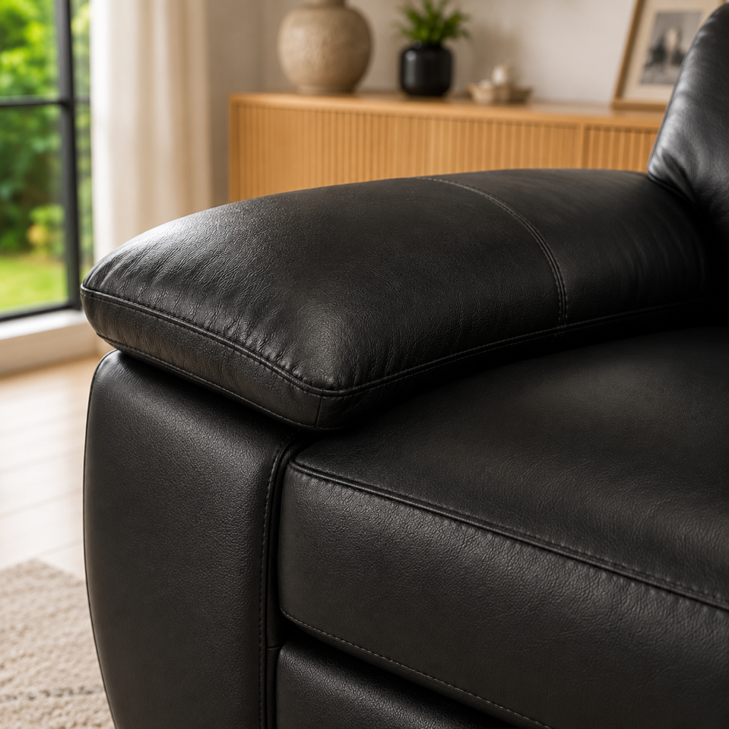 Amalfi Leather 3+2 Sofa in Black