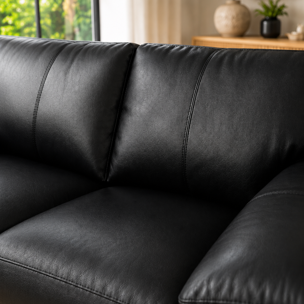 Amalfi Leather 3+2 Sofa in Black