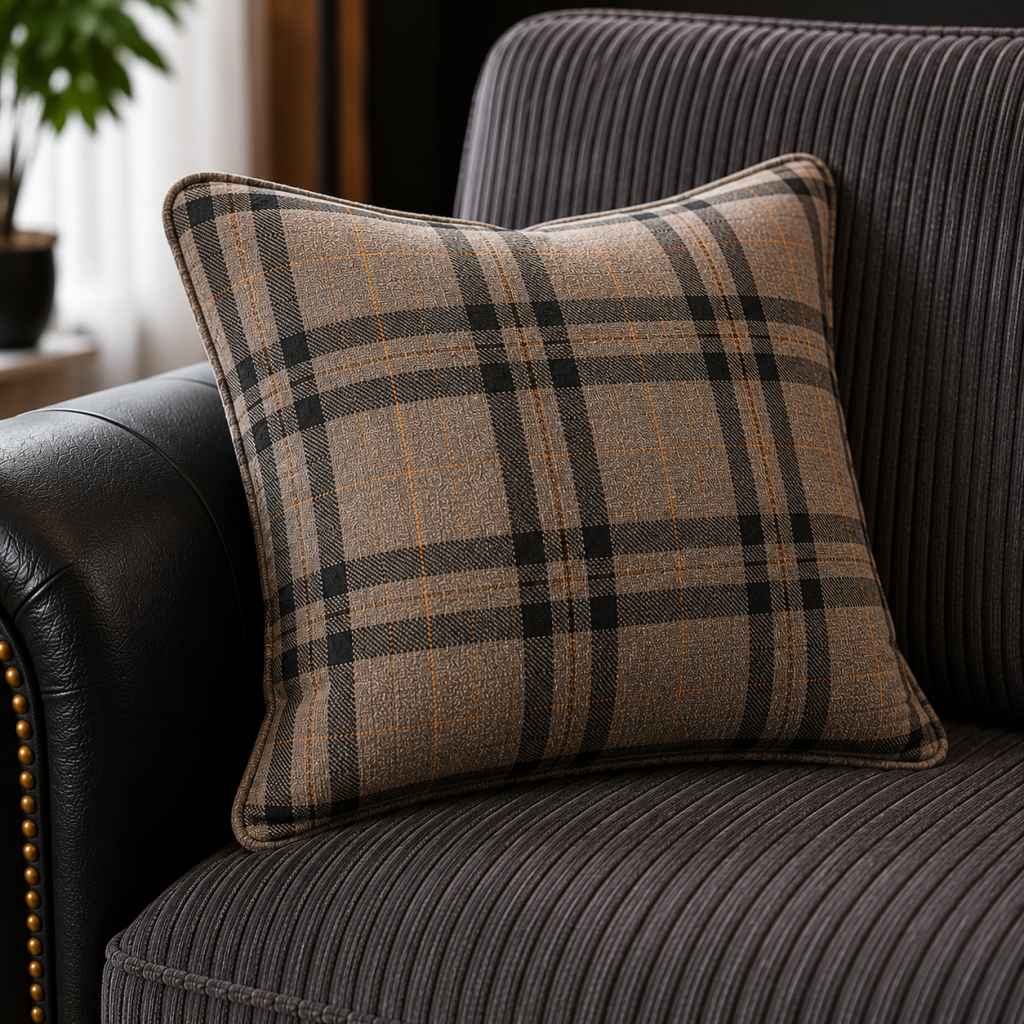 Woodland Jumbo Cord with Leather Accents 3+2 Sofa Set
