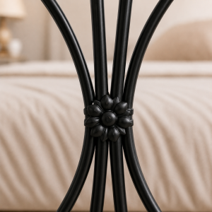 Sofia Metal Bed Frame with Crystal Finials, Victorian Style Double - Black Sofia Metal Bed Frame with Crystal Finials, Victorian Style Double - Black - Image 6