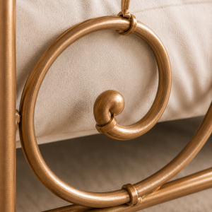 Sofia Metal Bed Frame with Crystal Finials, Victorian Style Double - Antique Gold Sofia Metal Bed Frame with Crystal Finials, Victorian Style Double - Antique Gold - Image 6