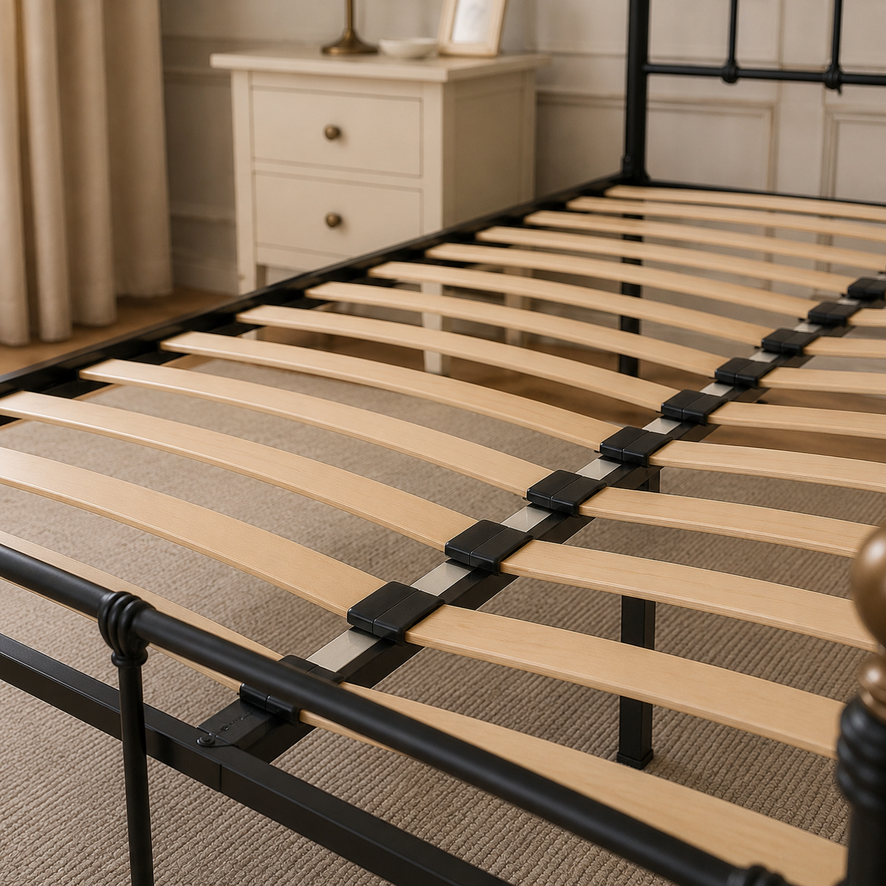Isabella Metal Bed Frame with Finial Detailing - Double Bed - Black Isabella Metal Bed Frame with Finial Detailing - Double Bed - Black - Image 4