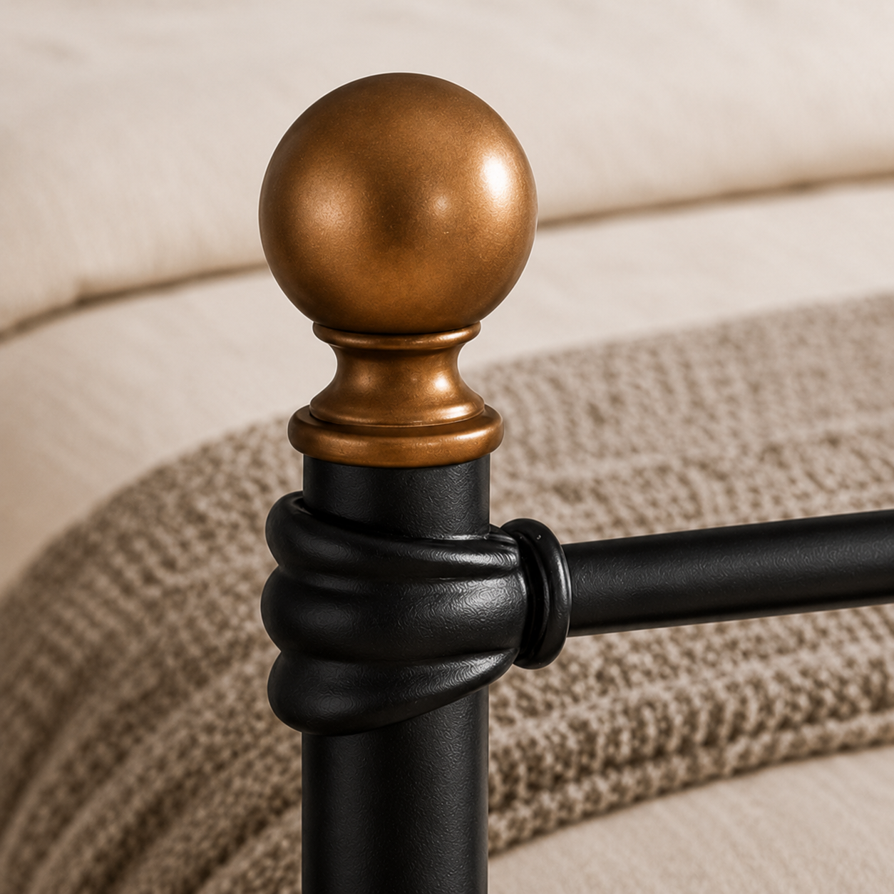 Isabella Metal Bed Frame with Finial Detailing - Double Bed - Black Isabella Metal Bed Frame with Finial Detailing - Double Bed - Black - Image 5