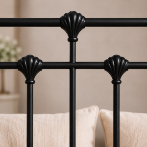 Isabella Metal Bed Frame with Finial Detailing - Double Bed - Black Isabella Metal Bed Frame with Finial Detailing - Double Bed - Black - Image 6
