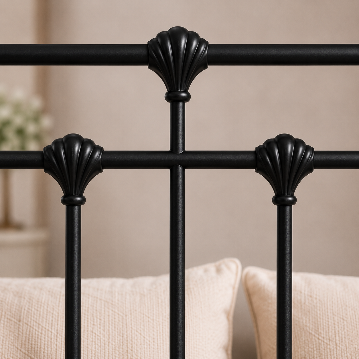 Isabella Metal Bed Frame with Finial Detailing - Double Bed - Black Isabella Metal Bed Frame with Finial Detailing - Double Bed - Black - Image 6
