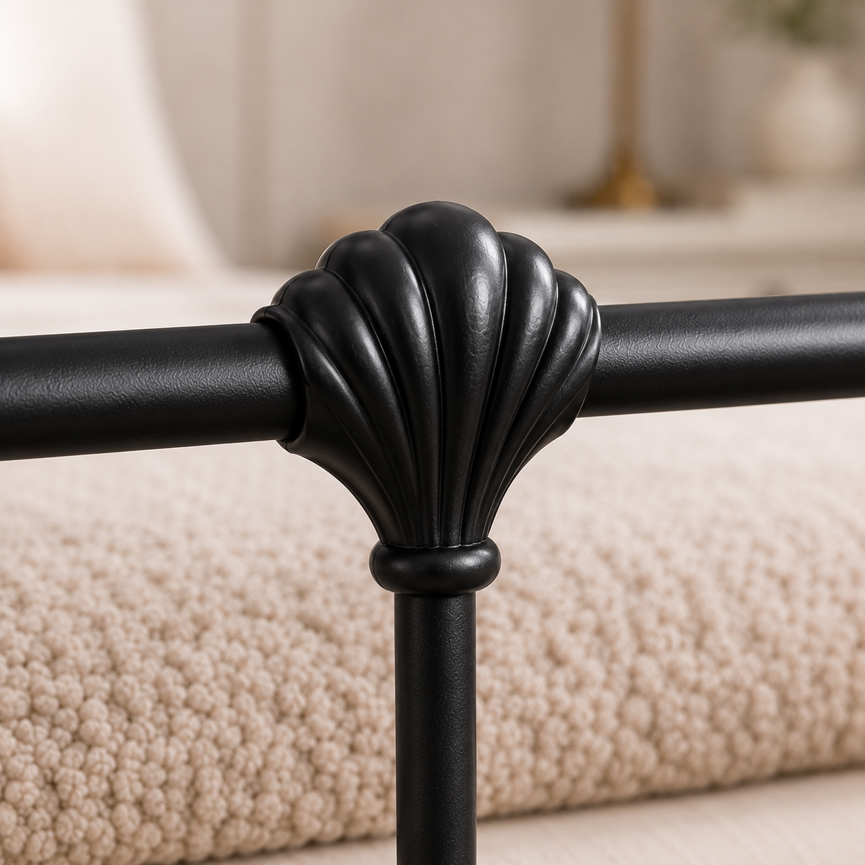 Isabella Metal Bed Frame with Finial Detailing - Double Bed - Black Isabella Metal Bed Frame with Finial Detailing - Double Bed - Black - Image 7