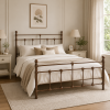 Isabella Metal Bed Frame with Finial Detailing - Double Bed - Antique Gold