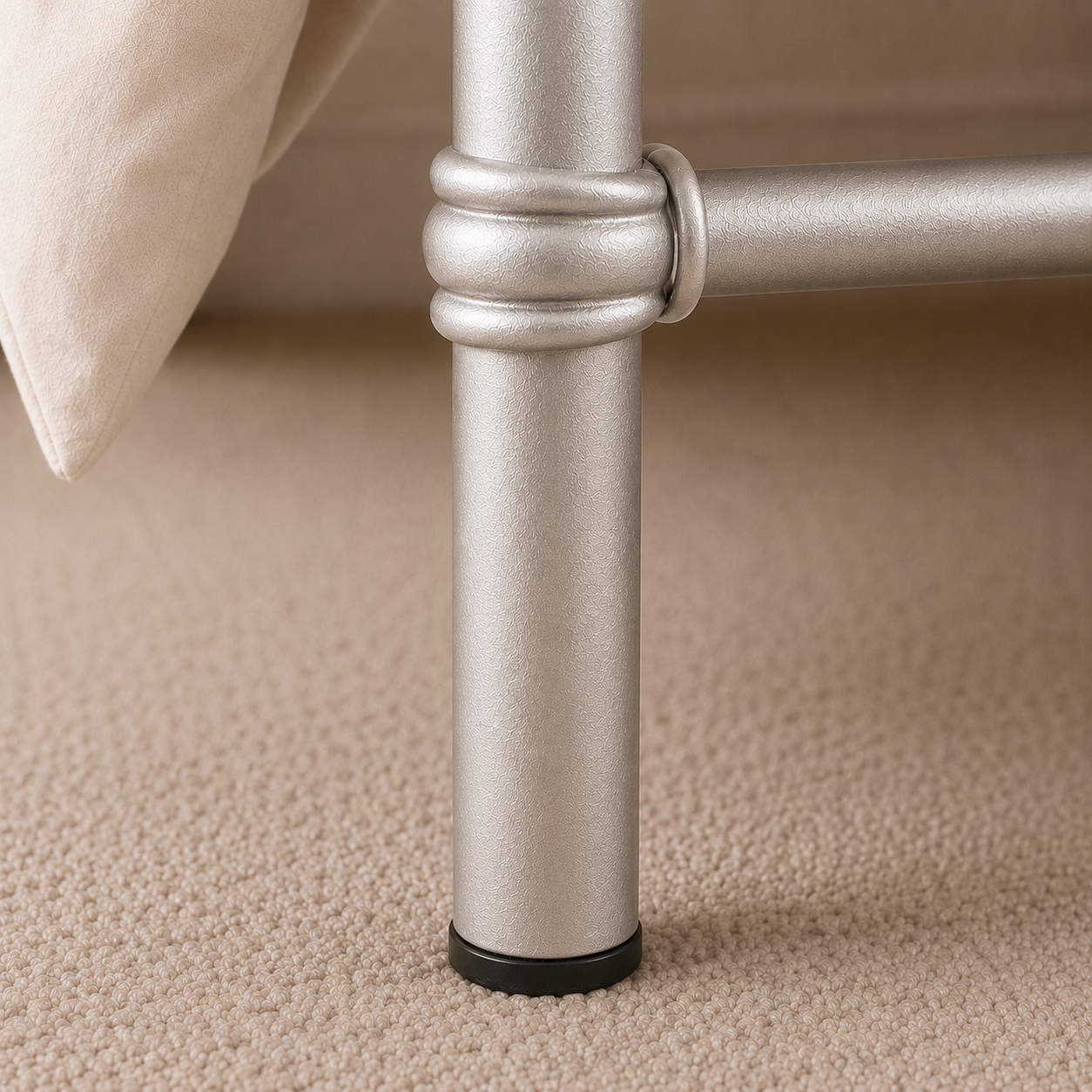 Isabella Metal Bed Frame with Finial Detailing - Double Bed - Nickel Silver Isabella Metal Bed Frame with Finial Detailing - Double Bed - Nickel Silver - Image 7