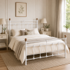 Isabella Metal Bed Frame with Finial Detailing - Double Bed - White