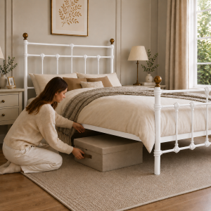 Isabella Metal Bed Frame with Finial Detailing - Double Bed - White Isabella Metal Bed Frame with Finial Detailing - Double Bed - White - Image 3