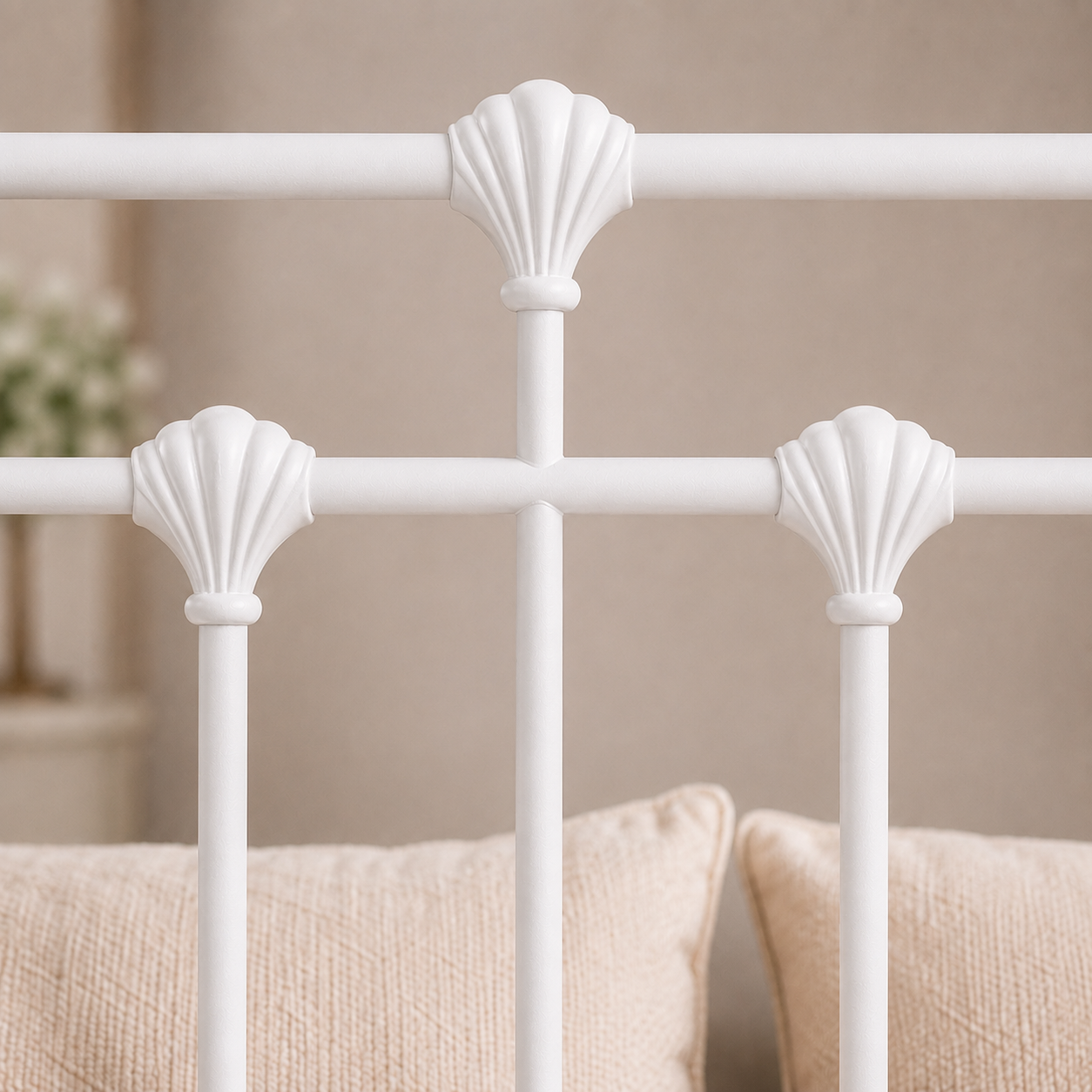 Isabella Metal Bed Frame with Finial Detailing - Double Bed - White Isabella Metal Bed Frame with Finial Detailing - Double Bed - White - Image 5