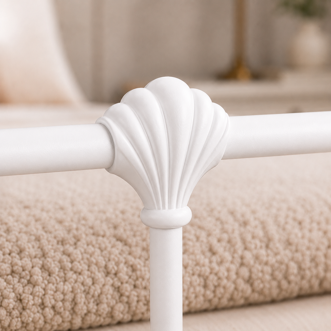 Isabella Metal Bed Frame with Finial Detailing - Double Bed - White Isabella Metal Bed Frame with Finial Detailing - Double Bed - White - Image 6