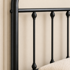 Amelia Metal Bed Frame with Decorative Spindle Detailing - Double Bed - Black - Image 6