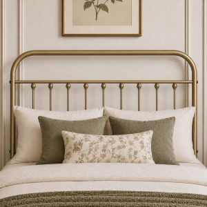 Amelia Metal Bed Frame with Decorative Spindle Detailing - Double Bed - Antique Gold - Image 5