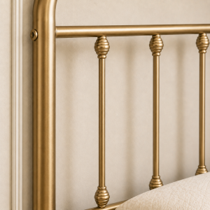 Amelia Metal Bed Frame with Decorative Spindle Detailing - Double Bed - Antique Gold - Image 6