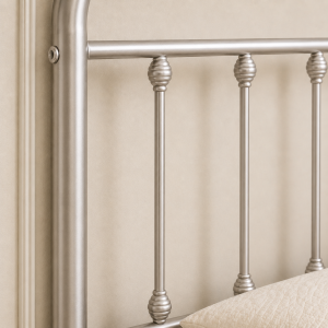 Amelia Metal Bed Frame with Decorative Spindle Detailing - Double Bed - Nickel Silver - Image 6