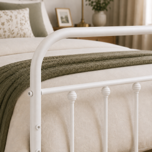 Amelia Metal Bed Frame with Decorative Spindle Detailing - Double Bed - White - Image 4
