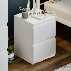 Carlton 2 Drawer Bedside Table Cabinet in Gloss White - Image 3