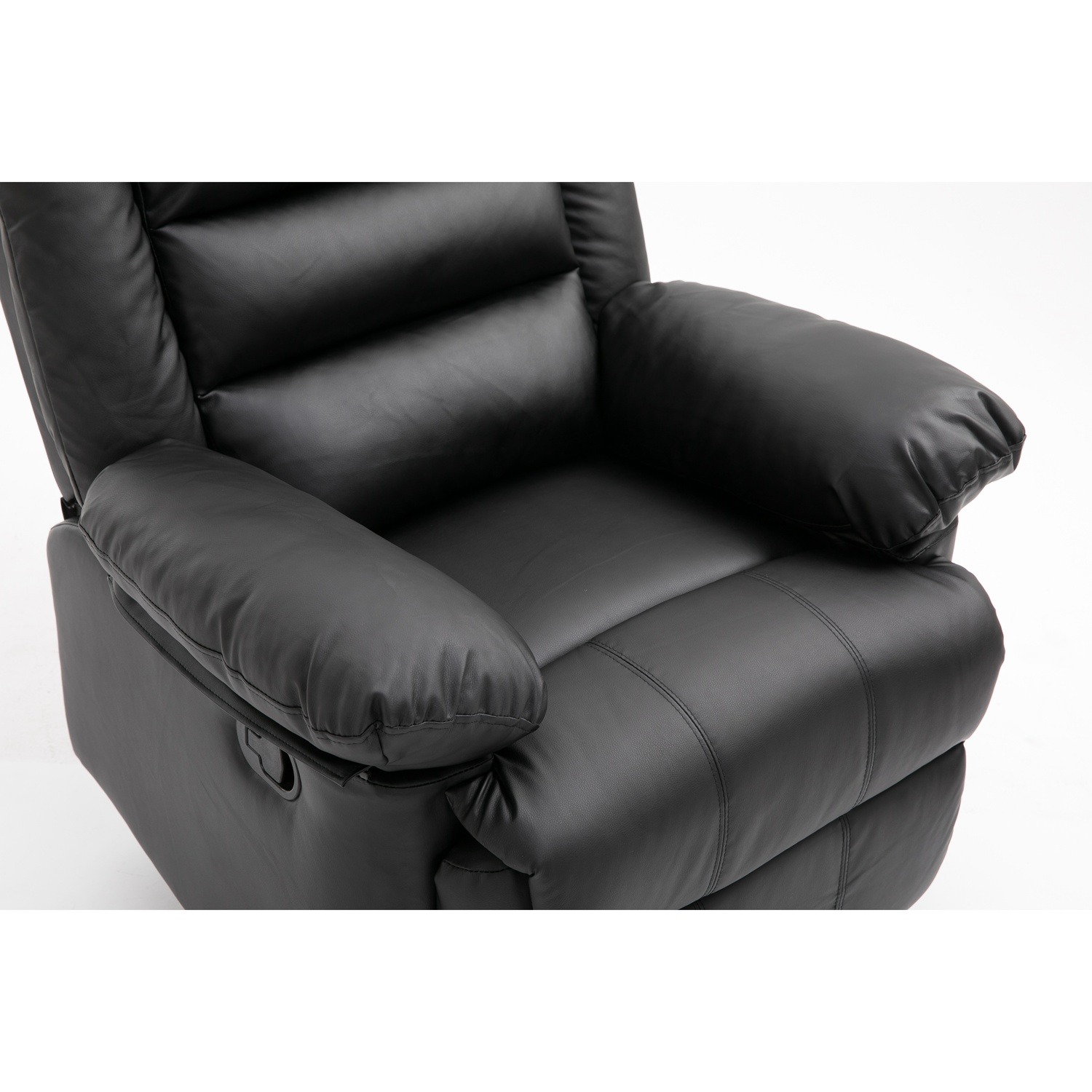 Lisbon Home Lounge Leather Manual Recliner Armchair in Black