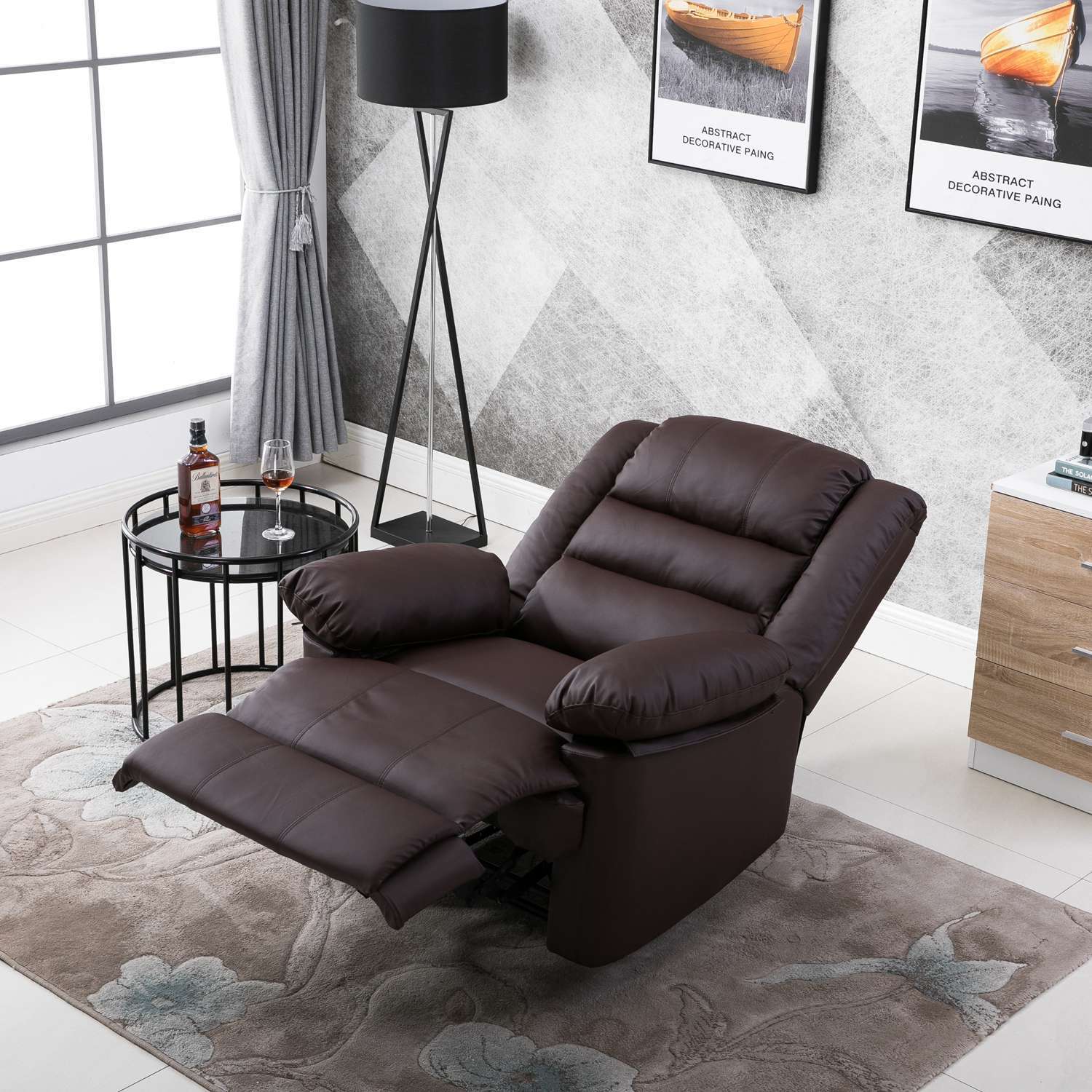 Lisbon Home Lounge Leather Manual Recliner Armchair in Brown Lisbon Home Lounge Leather Manual Recliner Armchair in Brown - Image 2