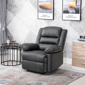Lisbon Home Lounge Leather Manual Recliner Armchair in Grey Lisbon Home Lounge Leather Manual Recliner Armchair in Grey - Image 5