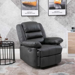 Lisbon Home Lounge Leather Manual Recliner Armchair in Grey Lisbon Home Lounge Leather Manual Recliner Armchair in Grey - Image 3