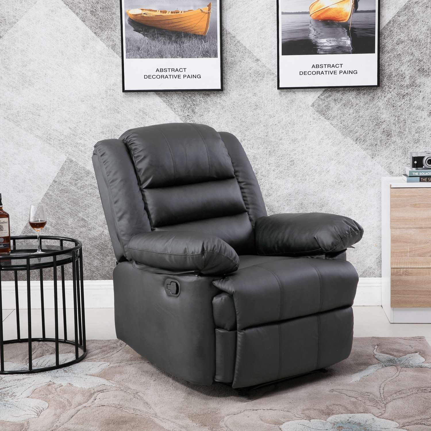 Lisbon Home Lounge Leather Manual Recliner Armchair in Grey Lisbon Home Lounge Leather Manual Recliner Armchair in Grey - Image 3