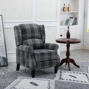 Estonia Pushback Recliner Armchair in Grey Tartan - Image 3