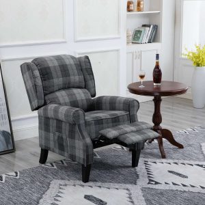 Estonia Pushback Recliner Armchair in Grey Tartan - Image 2
