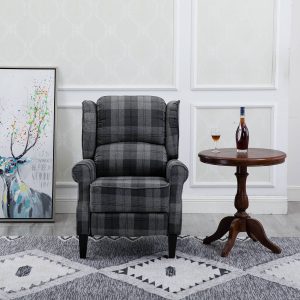 Estonia Pushback Recliner Armchair in Grey Tartan - Image 4