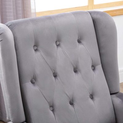 Althorpe Velvet Grey Push Back Recliner Armchair
