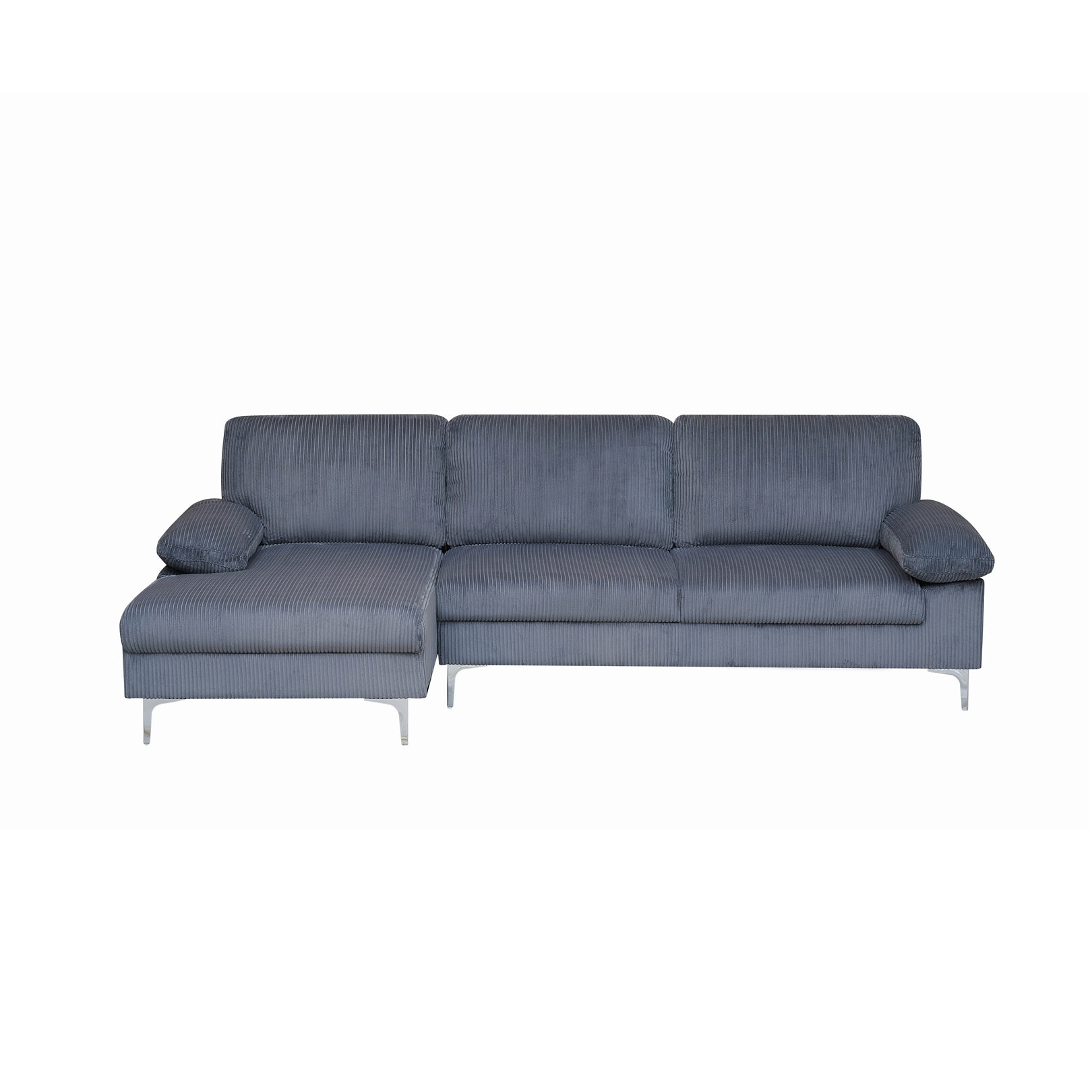 Venosa Jumbo Cord 3 Seater L-Shape Sofa in Grey Venosa Jumbo Cord 3 Seater L-Shape Sofa in Grey - Image 2
