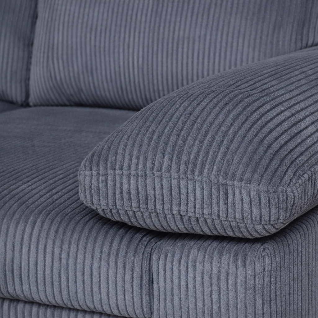 Venosa Jumbo Cord 3 Seater L-Shape Sofa in Grey
