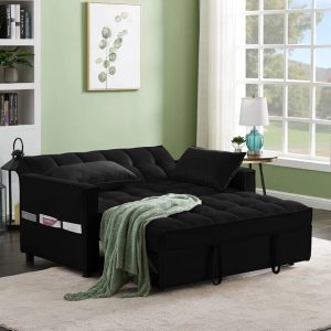 Alternative view of Madrid Velvet 2 Seater Pullout Sofa Bed in Black