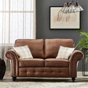 Oakland Suede Sofa 3+2 Seater Fabric Sofa in Tan Brown Oakland Suede Sofa 3+2 Seater Fabric Sofa in Tan Brown - Image 4