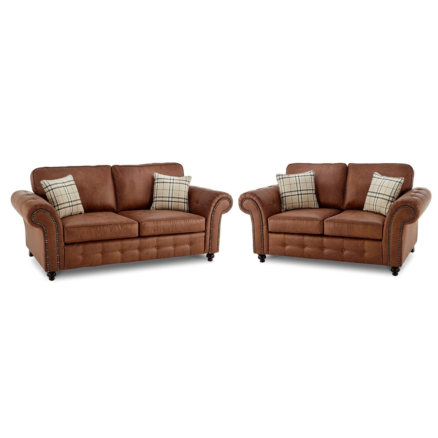 Oakland Suede Sofa 3+2 Seater Fabric Sofa in Tan Brown Oakland Suede Sofa 3+2 Seater Fabric Sofa in Tan Brown - Image 5