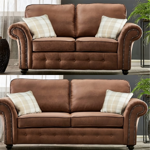 Alternative view of Oakland Suede Sofa 3+2 Seater Fabric Sofa in Tan Brown