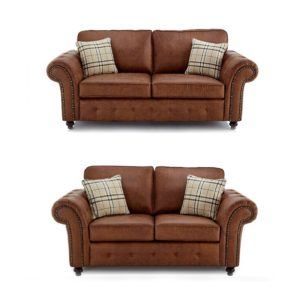 Oakland Suede Sofa 3+2 Seater Fabric Sofa in Tan Brown