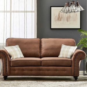 Oakland Suede Sofa 3+2 Seater Fabric Sofa in Tan Brown Oakland Suede Sofa 3+2 Seater Fabric Sofa in Tan Brown - Image 3