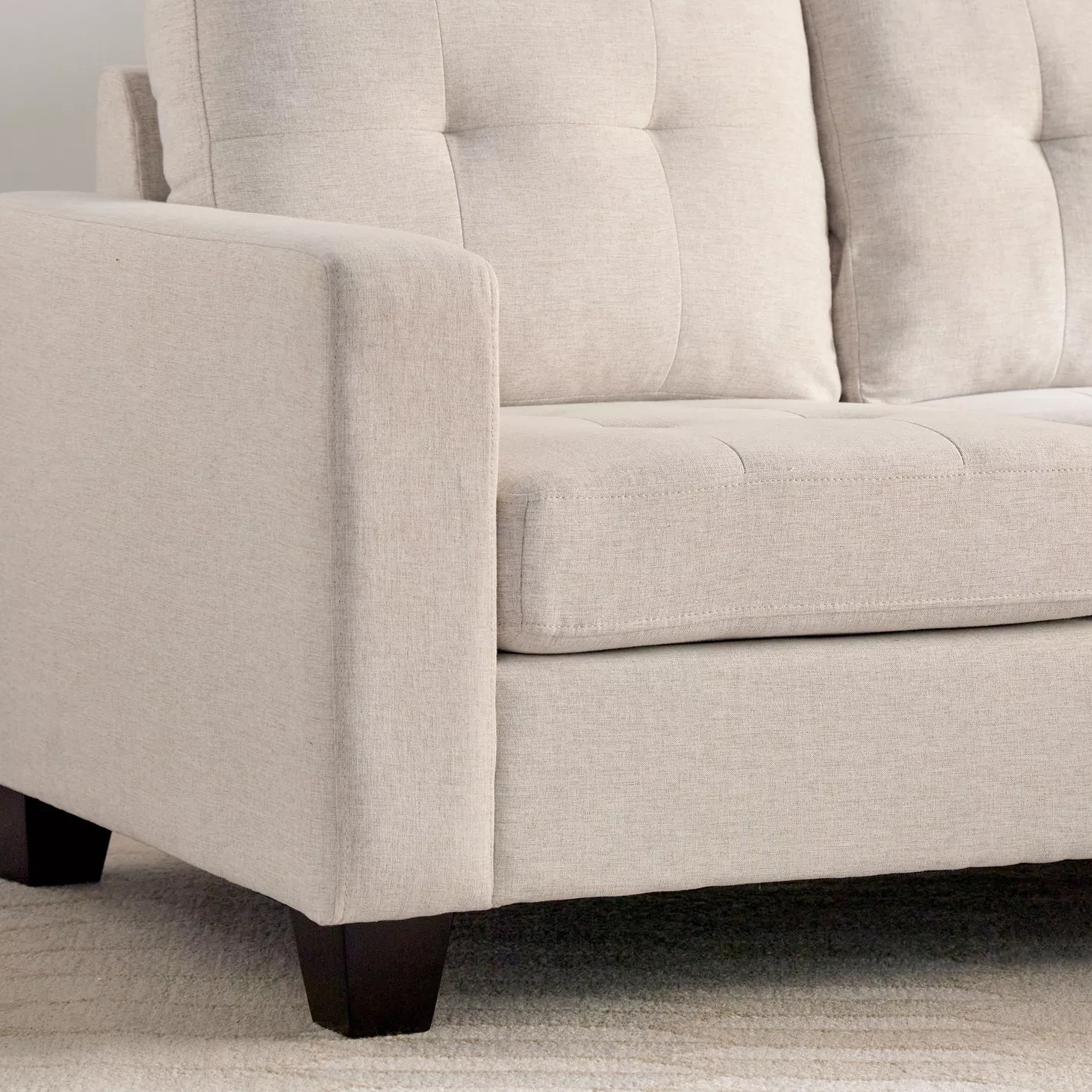 Luna Linen Fabric 3 Seater Convertible Sectional Sofa in Beige Luna Linen Fabric 3 Seater Convertible Sectional Sofa in Beige - Image 6