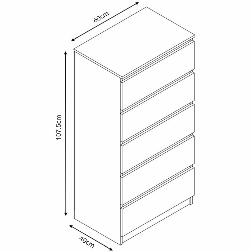 Carlton 5 Drawer Cabinet in Gloss White