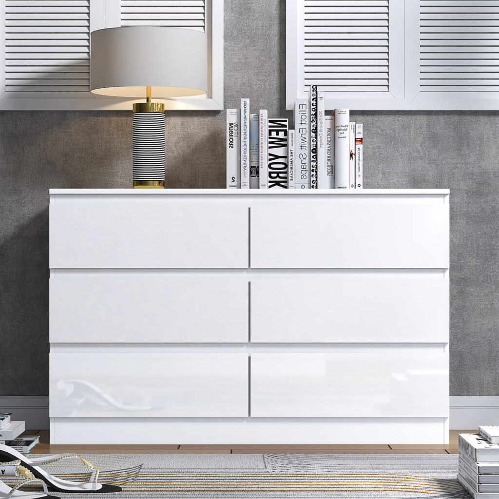 Carlton 6 Drawer Cabinet in Gloss White