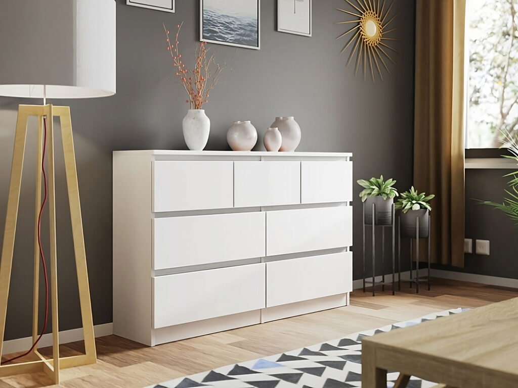 Carlton 7 Drawer Cabinet in Gloss White