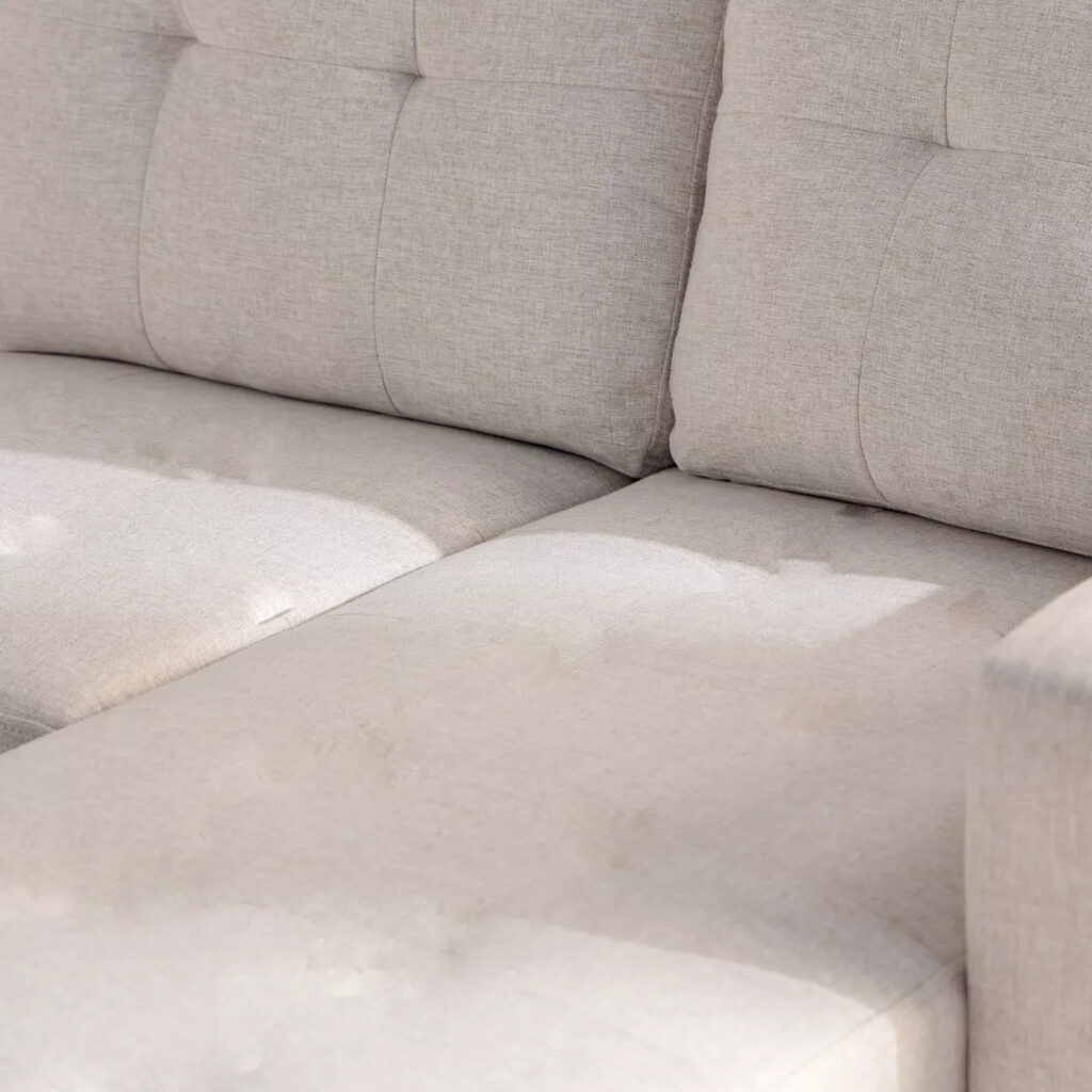 Luna Linen Fabric 3 Seater Convertible Sectional Sofa in Beige Luna Linen Fabric 3 Seater Convertible Sectional Sofa in Beige
