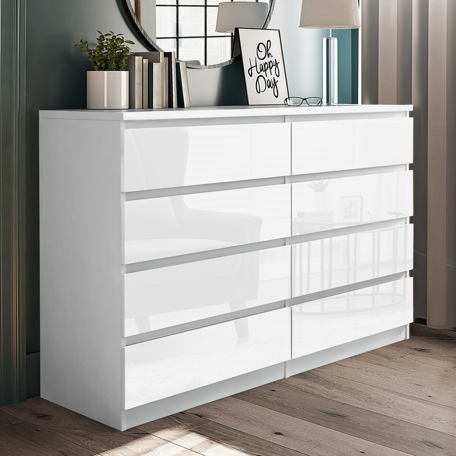 Carlton 8 Drawer Cabinet in Gloss White Carlton 8 Drawer Cabinet in Gloss White