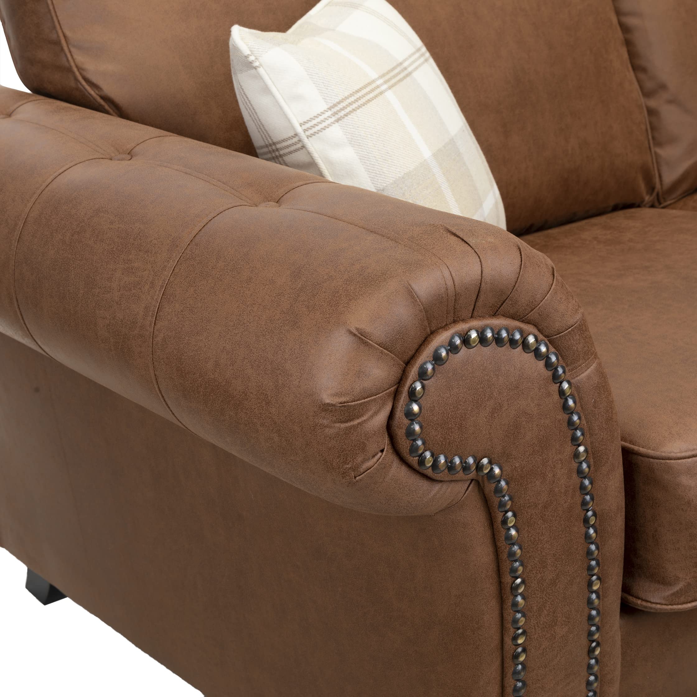 Oakland Suede 4-5 Seater Corner Sofa in Tan Brown Fabric Oakland Suede 4-5 Seater Corner Sofa in Tan Brown Fabric - Image 3