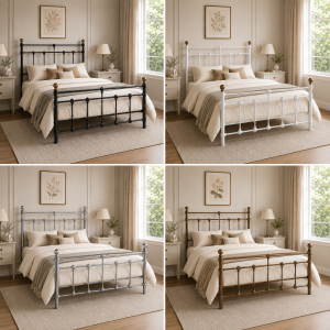 Isabella Metal Bed Frame with Finial Detailing - Double Bed - Antique Gold Isabella Metal Bed Frame with Finial Detailing - Double Bed - Antique Gold - Image 8