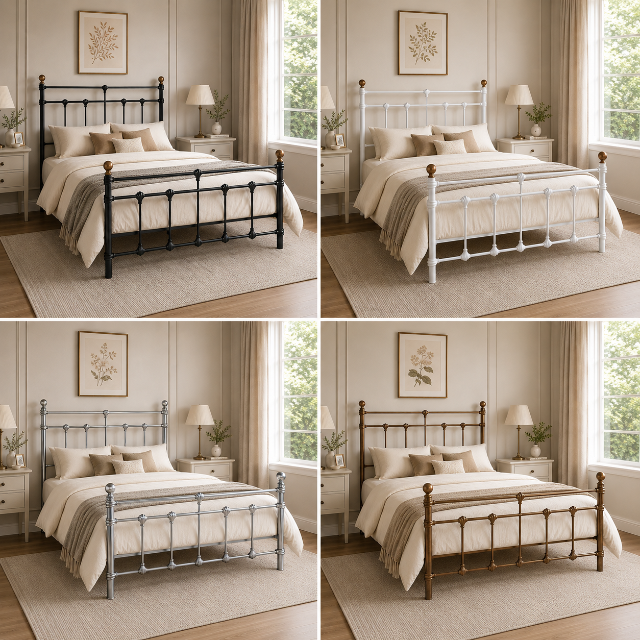Isabella Metal Bed Frame with Finial Detailing - Double Bed - Antique Gold Isabella Metal Bed Frame with Finial Detailing - Double Bed - Antique Gold - Image 8