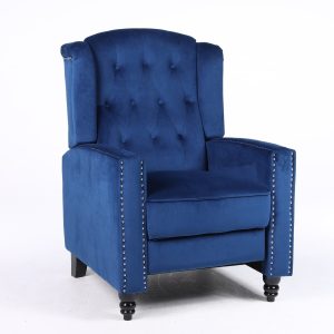 Alternative view of Antwerp Fabric Pushback Recliner Velvet Wingback Armchair in Blue